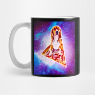 Outer Space Galaxy Dog Riding Pizza Mug
